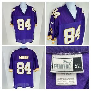 Minnesota Vikings Puma Jersey Men's XL NFL Randy‎ Moss #84 Vintage 90s Y2K *READ